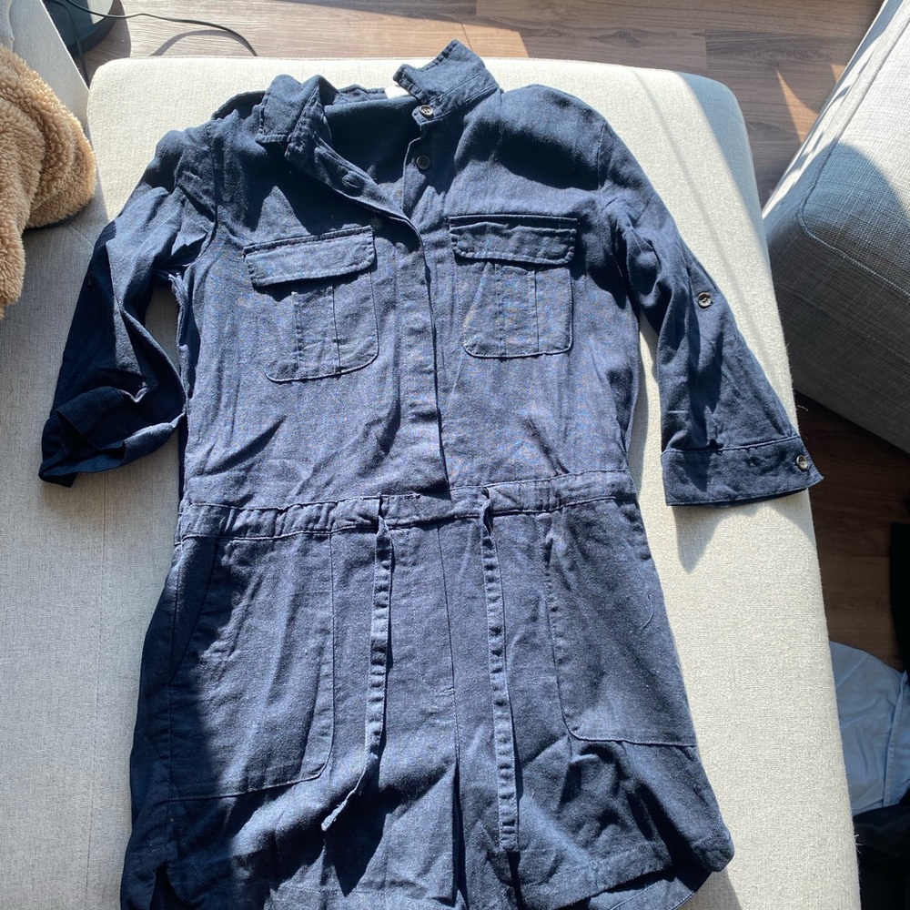 Navy linen romper